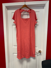 Nine West Pink Salmon Open Back Ribbed Cap Sleeve MIDI Dress sz 3X NWT