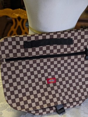 Vintage Y2K Dickies Brown Tan Checkerboard Canvas Messenger Laptop Bag Skate