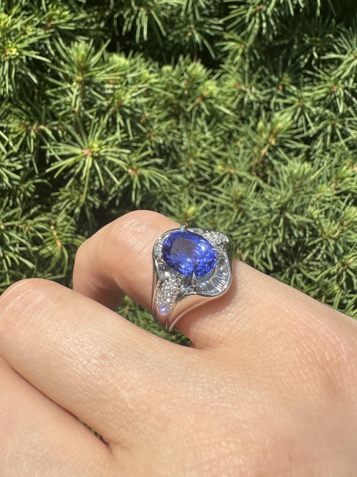 Solid Platinum 2.99ctw Oval Violet Blue Tanzanite… - image 17