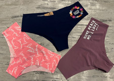 Lot of 3 NWT Victoria's Secret PINK No Show Cheekster Panty MEDIUM  LOT 1    