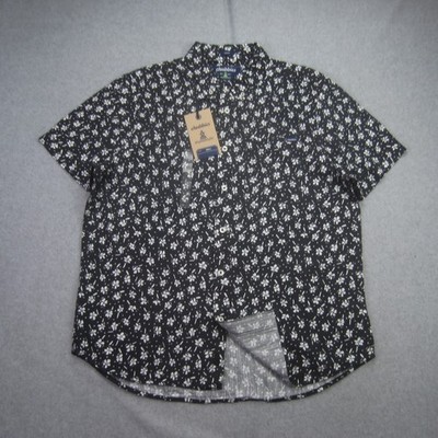 Chubbies Shirt Mens Small Black White The Bloom Boom Floral Friday Button Up SS