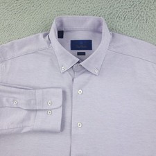 David Donahue Dress Shirt Mens 16.5 Purple Solid Fusion Cotton Long Sleeve