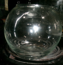 Vintage Anchor Hocking 1950's Clear Glass Gold Fish Bowl