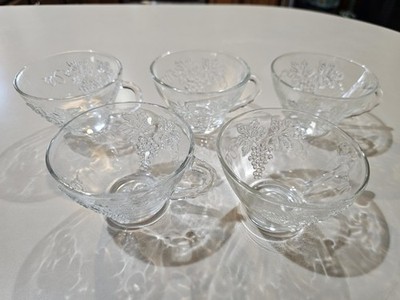 Lot 5 Vintage Anchor Hocking Grape Vine Cups From Snack Set