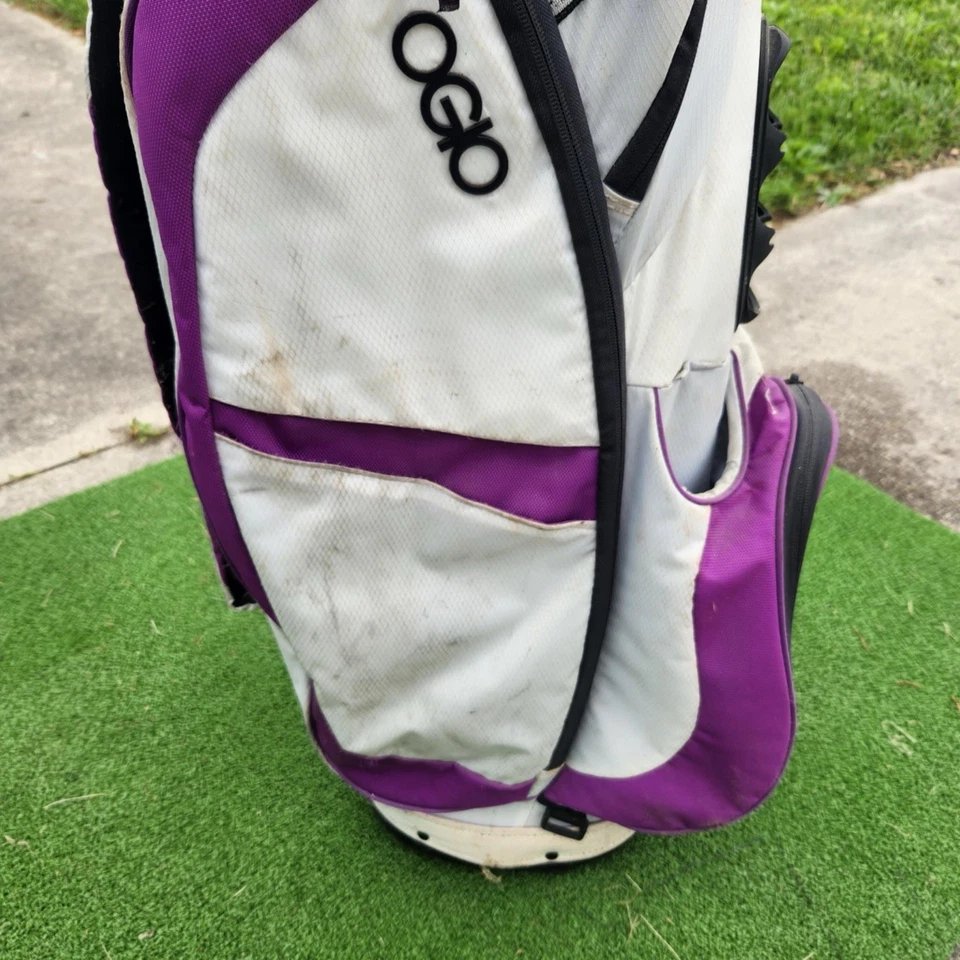Bolsa de carrito de golf OGIO "Duchess" divisor de 15 vías con cubierta de lluvia - blanco y púrpura Foto 4 de 4