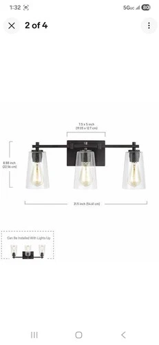 Generation Lightning Vanity 3 Light, Oil Rubbed Bronze VS24303ORB Free Shipping - Picture 3 of 5