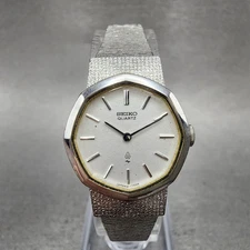 Seiko Watch Women 22mm Silver Dial Silver Tone Octagon 16-5890 New Battery