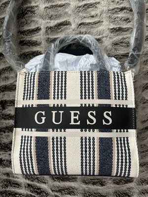 NWT Guess Women's Monique Mini Blue Stripe Tote