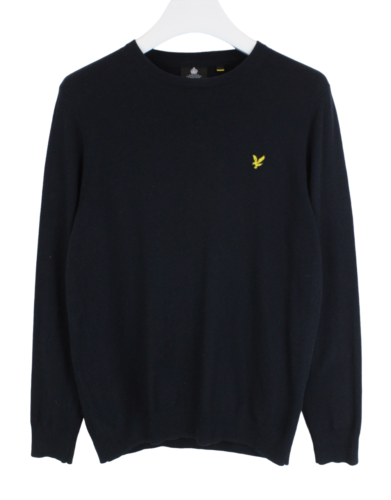 Lyle & Scott KN400VC Men's Large Mixed Wool Knit Sweater Dark Blue - Picture 1 of 11