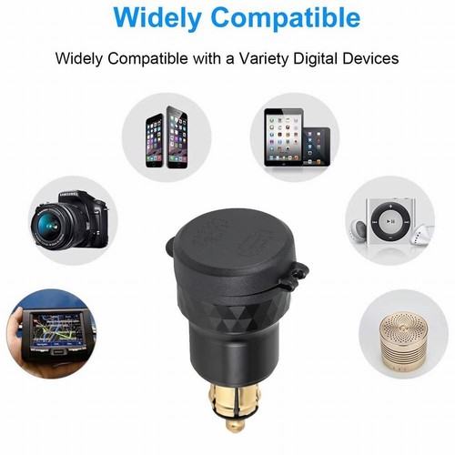Motorcycle DIN Socket Dual USB Charger Adapter Easy to Install Lasts Longer - Picture 17 of 24