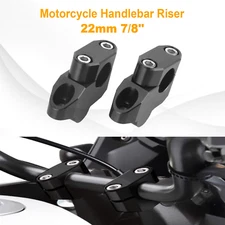 Pair Motorcycle Handlebar Handle Bar Mount Clamp Riser Universal 7/8" 22mm Black