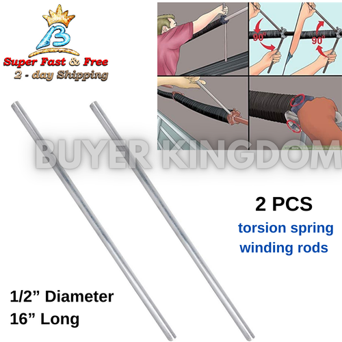 Garage Door Winding Bars Grip Long Torsion Spring Adjusting Rods 2 Pack