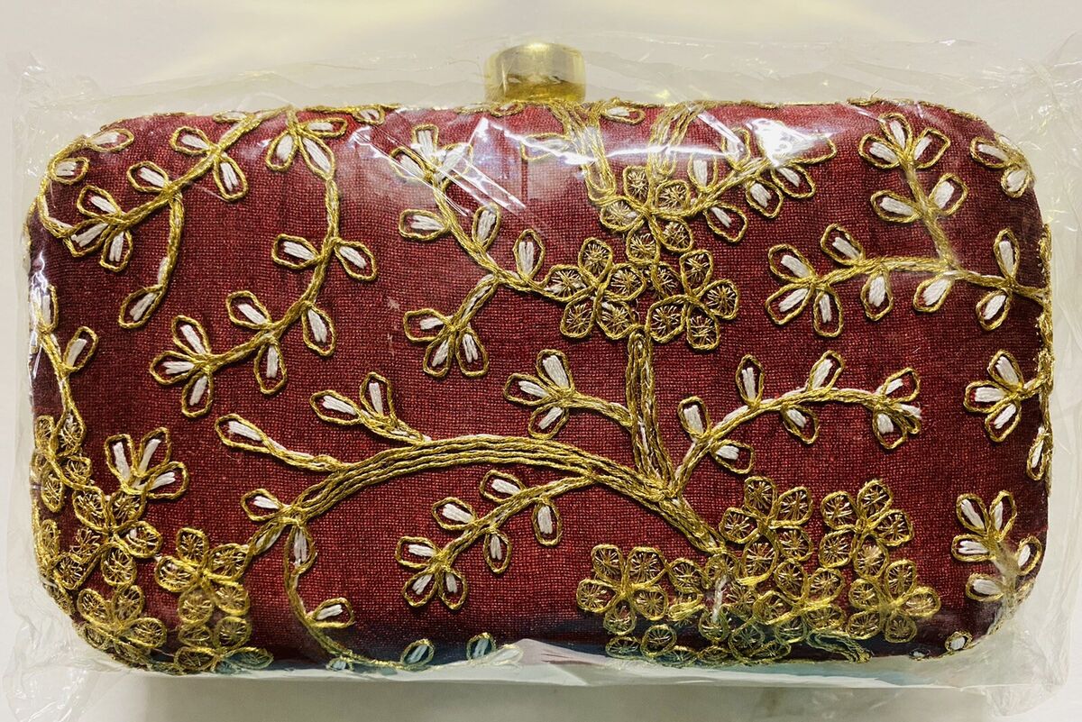 Red Diamante Indian Bridal Clutch Bag