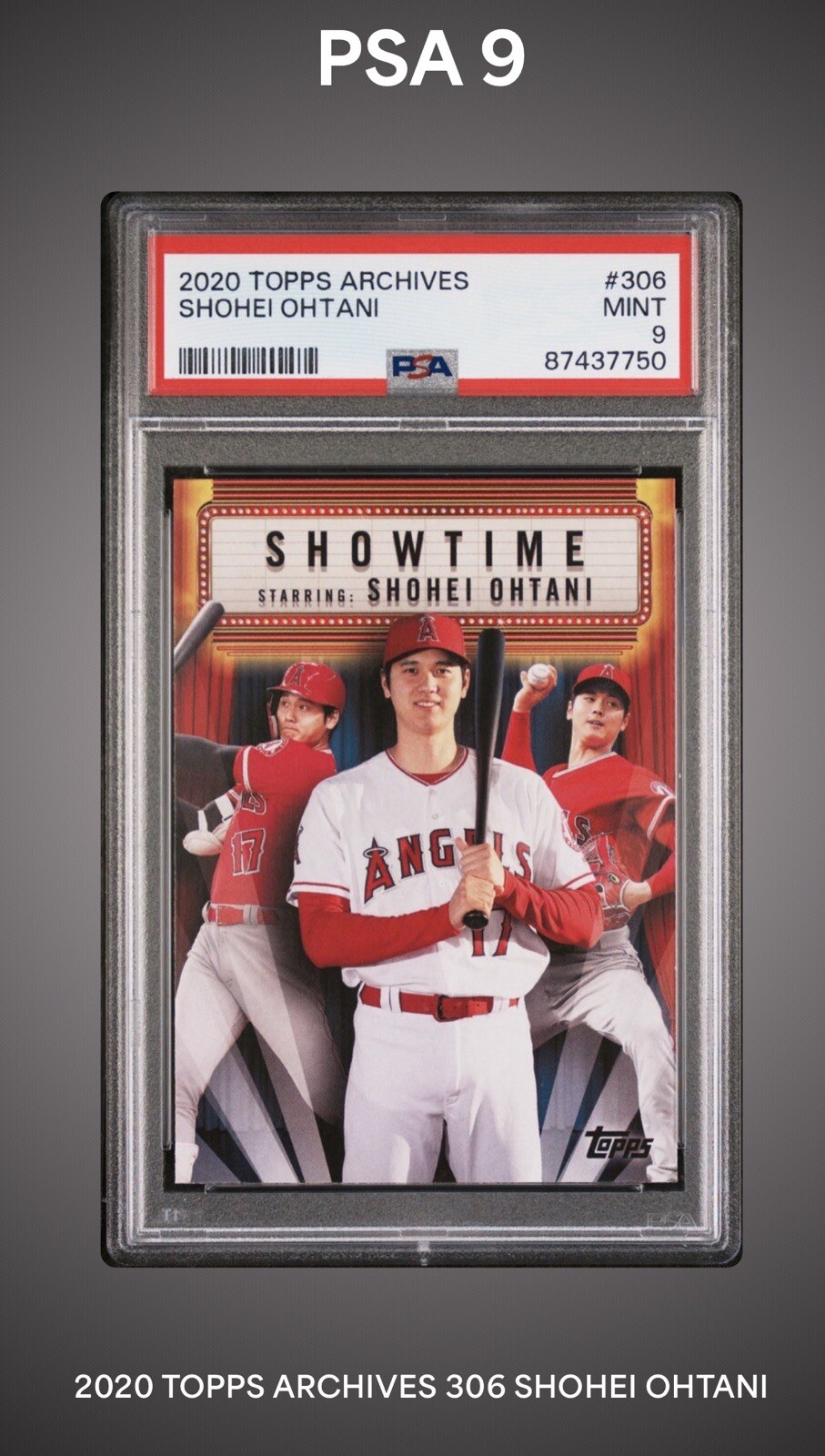 2020 Topps Archives Shohei Ohtani Showtime card #306 PSA 9 GEM MINT MVP ...