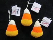 Candy Corn Halloween Themed Ornaments - Primitives by Kathy 3pc set 116646
