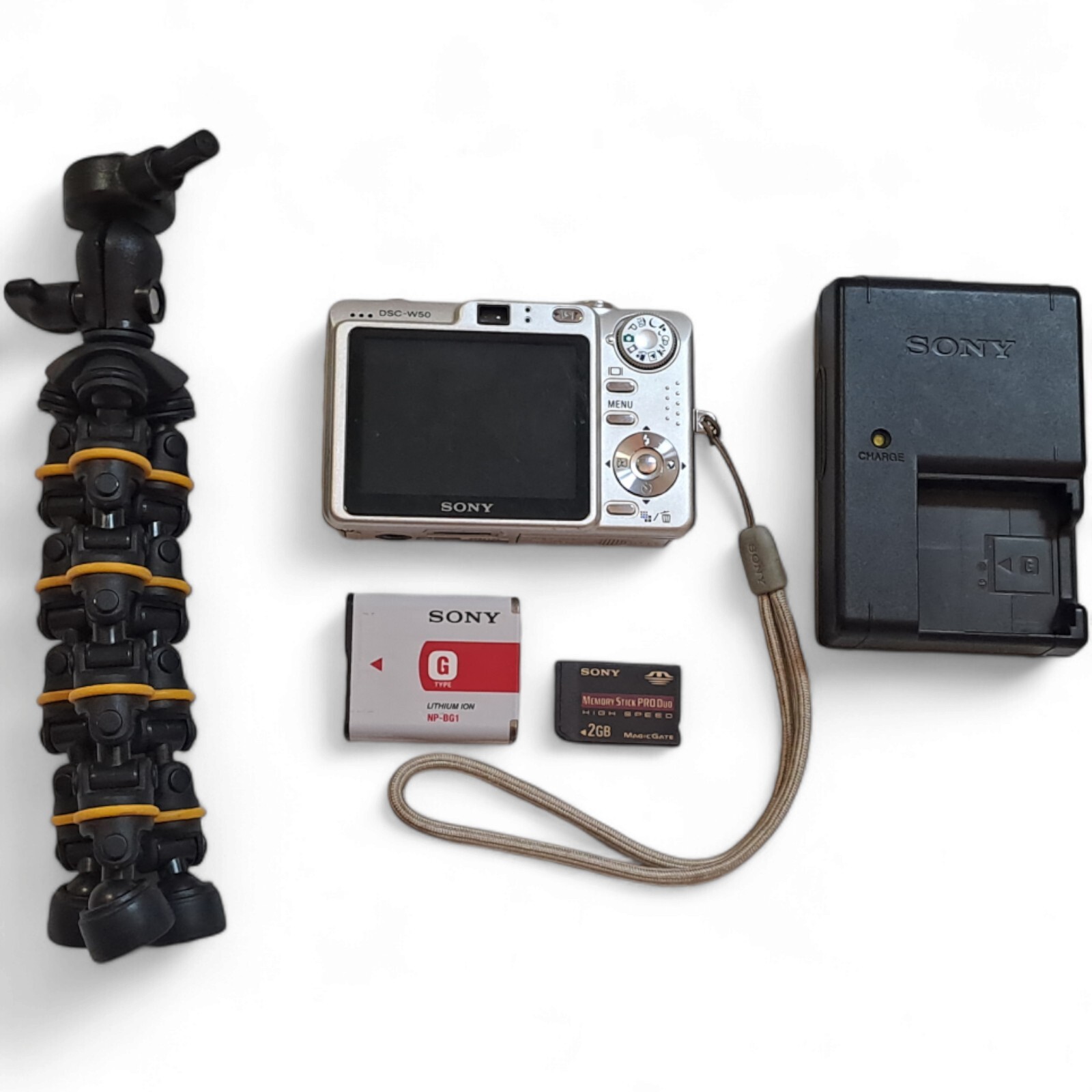 Sony Cyber-shot DSC-W50 6MP Digital Camera with Tripod Charger and 2GB SD Card  