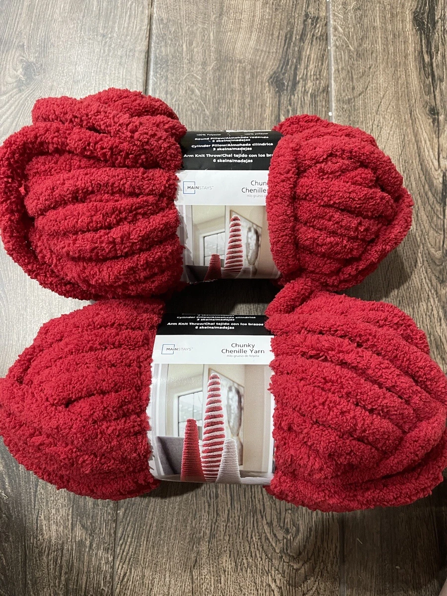 Mainstays Chenille Chunky Yarn Really Red 2112003-RR RN#52469 Lot of 2