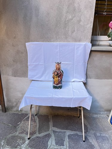Statua terracotta Madonna con bambino, natività Gesù Cristo, decorazione presepe - Foto 3 di 5