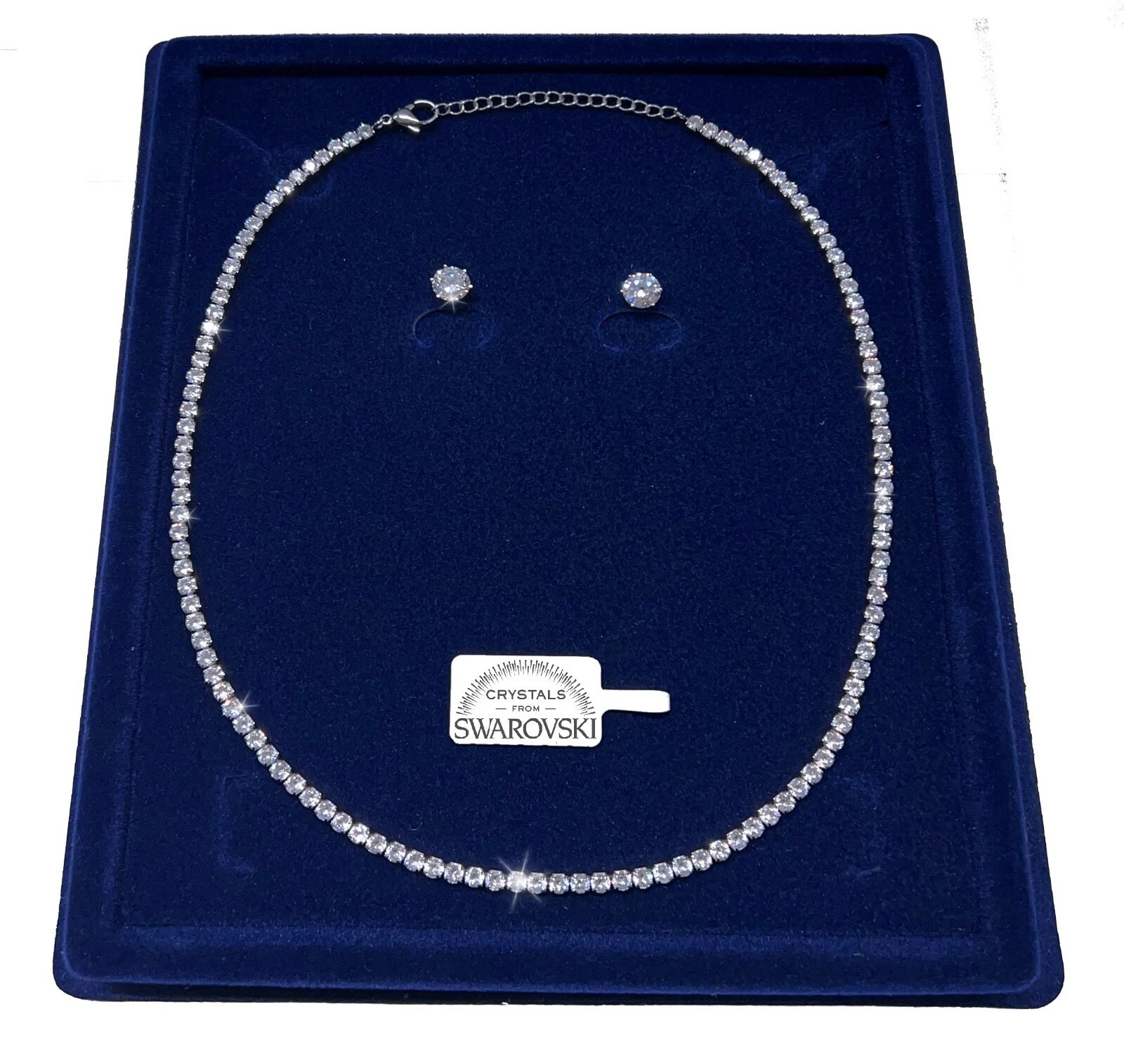 Tennis 3mm Collana e Orecchini pl. oro 18k Uomo Donna con Cristalli Swarovski - Foto 1 di 1