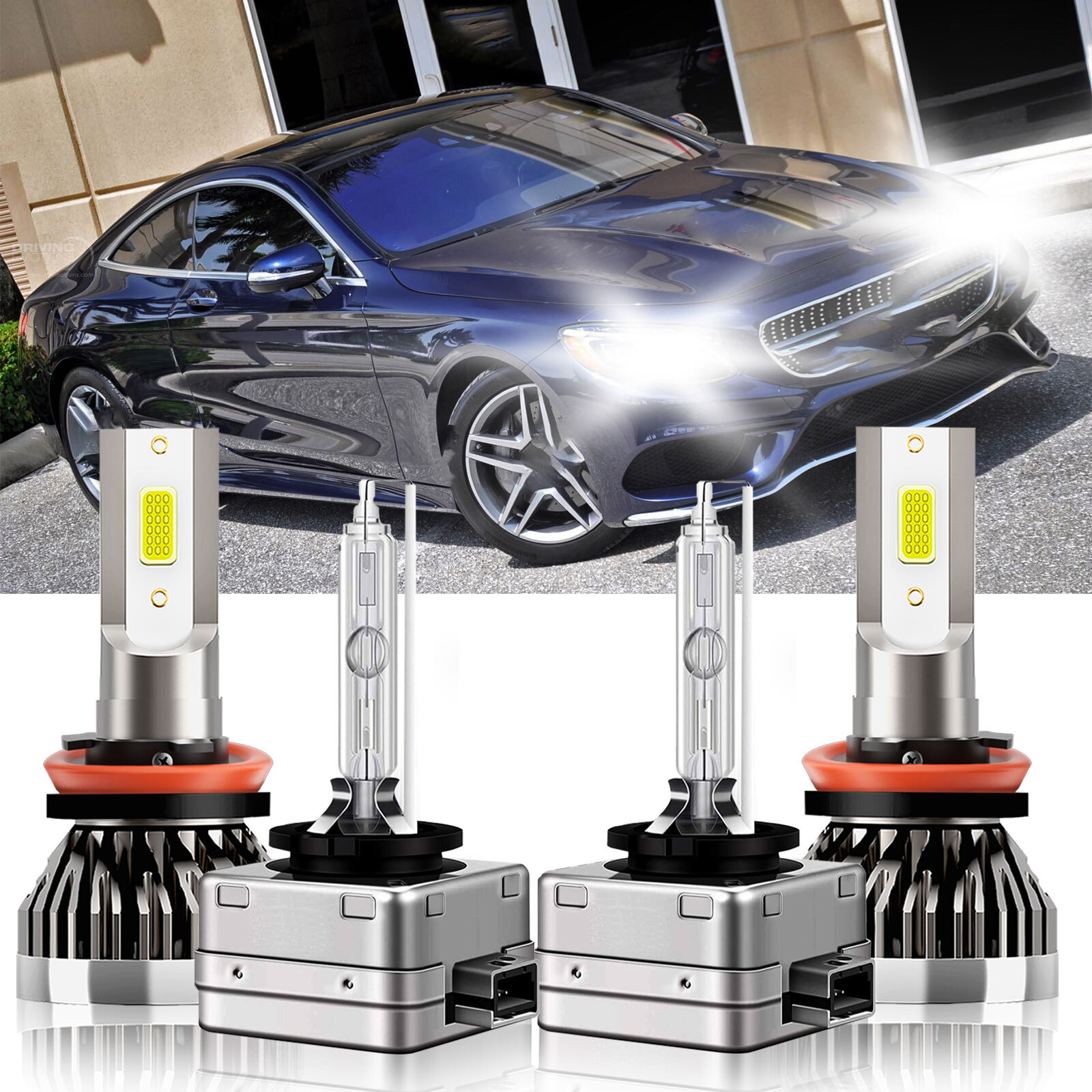 White LED HID Headlight Hi Low Bulbs H11 D1S For Mercedes-Benz S550 2011-2013