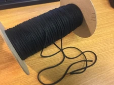 Cotton Drawcord 1/8" Round Braided Drawstring Cord- Black or White 5 yards