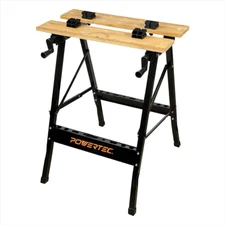 POWERTEC Portable Small Workbench with Vise, Imprinted Ruler and Protractor Scal