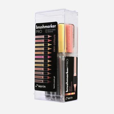 Marker Stift Set Liquid Ink Paint Art Brush Pens Karin Brushmarker PRO Skin 12tlg