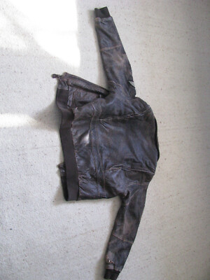 Veste En Cuir Style Aviateur GIPSY Avec Patchs - Occasion Bon état (défaut Sur Manche)