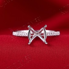 Sterling Silver 0.24ct Cubic Zirconia Engagement Ladys Semi Mount 9mm Round Ring