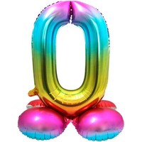 Folienballon Mit Basis 81Cm Bunt Zahl 0 Zum Hinstellen Geburtstag Party Deko