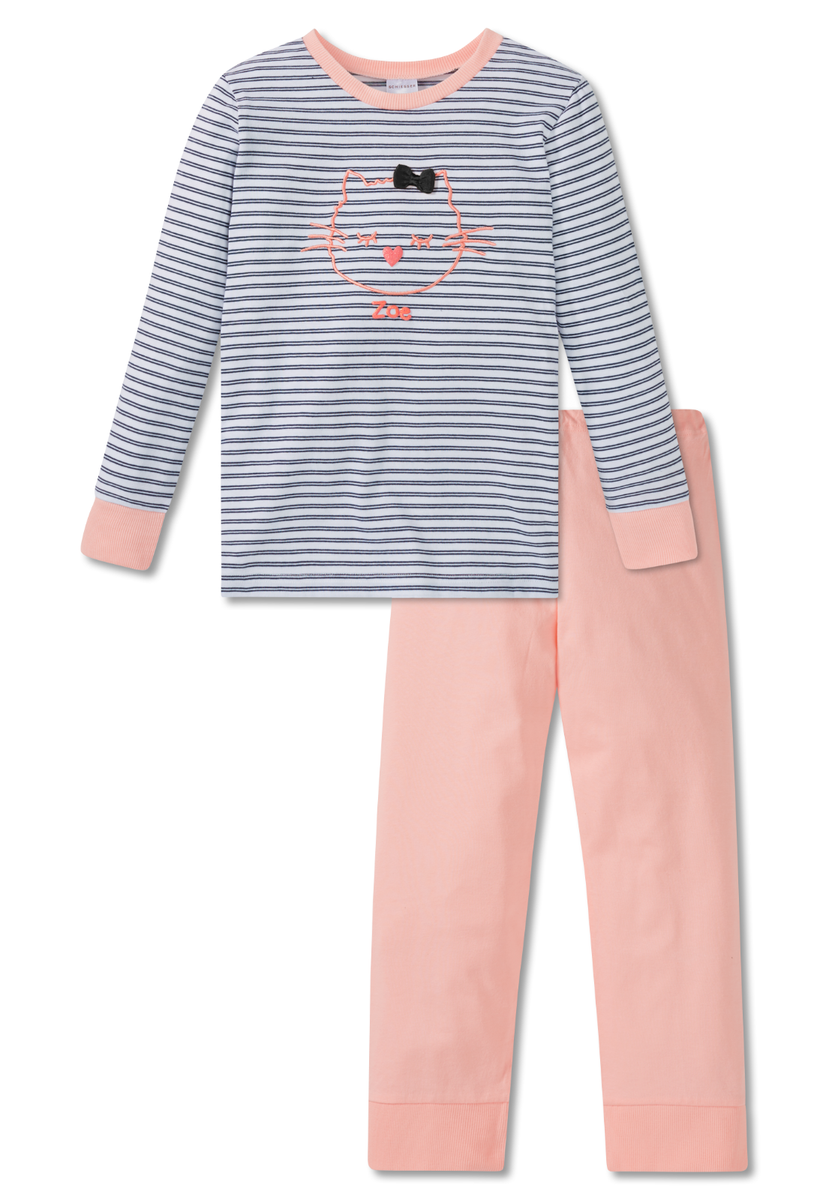 Pigiama 2 Pezzi 100% Cotone Per Neonata: Manica Lunga, Stampa Gattino E Topo (Rosa, 6 Mesi) - 3