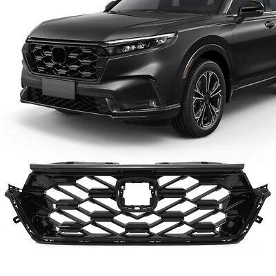 Front Upper Grille Glossy Black For 2023-2024 Honda CRV CR-V Sport Hybrid