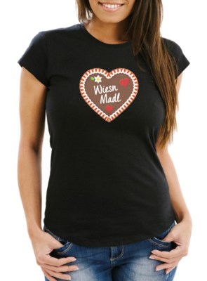 Ladies T-shirt gingerbread heart women Oktoberfest Madl I mog di Spatzl slim fit