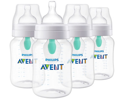Anti-Colic Baby Bottles with Airfree Vent, 9Oz, 4Pk, Clear, SCY703/04