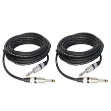 2Pcs 25ft Instrument Guitar Audio Mic Cables 6.35mm 1/4" to 1/4" Mono Male Cords