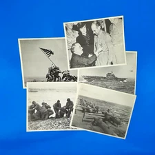 HISTORIC WWII World War II Re-Print Photograph LOT D-Day Raising Flag Doolittle