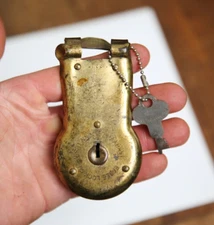 Antique Brass Eagle Trunk Lock W/ key vintage footlocker military trunk lock