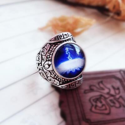 Vajrasattva Mantra Ring Wide Band Spin Ring Mens Buddhist Prayer Thumb Ring
