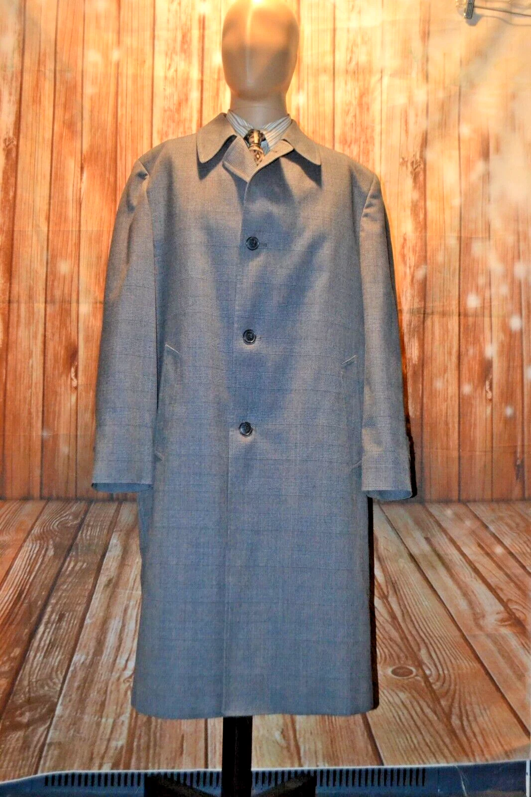 Hart Schaffner Marx Men Plaid Rain/Stain Repell Zip Wool Liner Trench Coat Sz 42