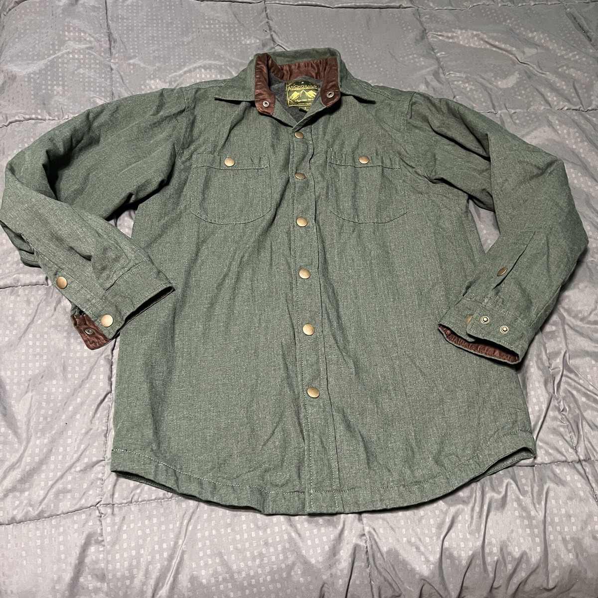 Anchorage Expedition Brand Fleece Sherpa Lined Button Shirt Jacket Plaid  Small