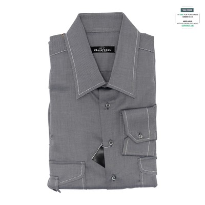 Luxus Gerlin Hemd Grau Alumo Twill Baumwolle 16 - 41 6G Bijan