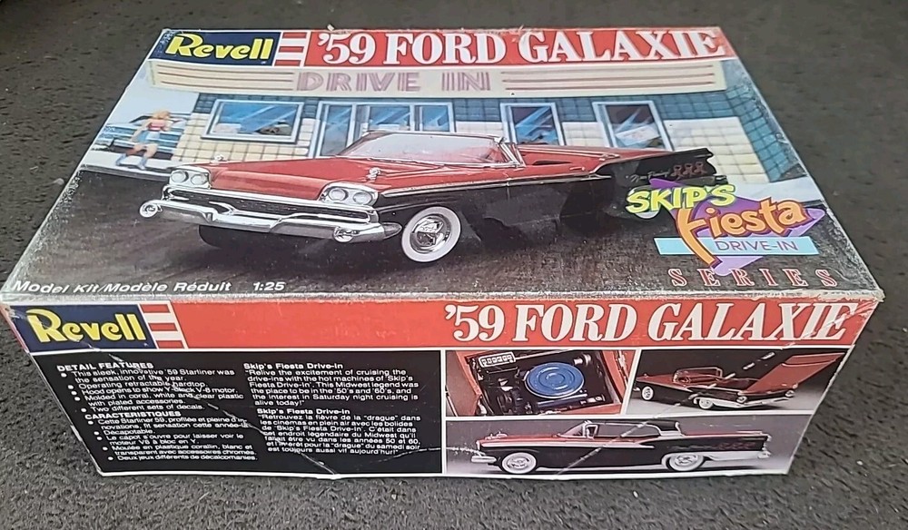 VINTAGE MODEL KIT-REVELL 1988 # 7162 ‘59 FORD GALAXIE SKIP’S FIESTA DRIVE-IN