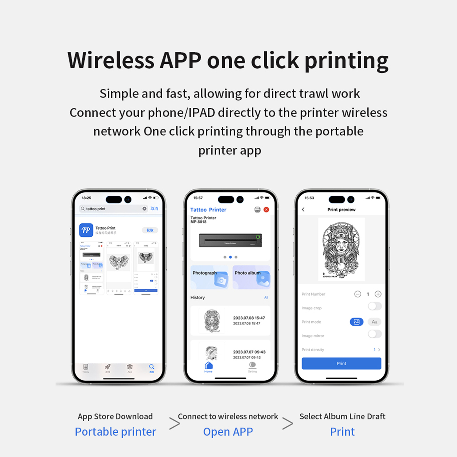 Mini Thermal Tattoo Transfer Copier USB Wireless Tattoo Machine with 30