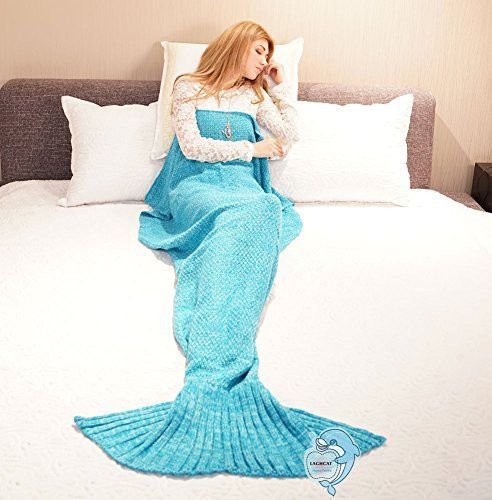 LAGHCAT Mermaid Tail Costume Sea Crochet Fuzzy Sherpa Sleeping Bag