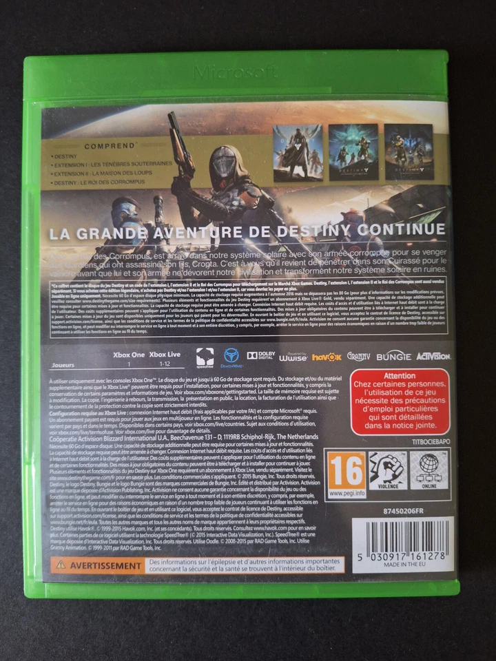 Jeu Xbox One Destiny Edition Légendaire Extention 1 et 2 Le Roi des Corrompus, photo 3 sur 3