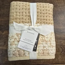 REJUVENATION PICK-STITCH QUILTED SHAM ~ EURO ~ NATURAL