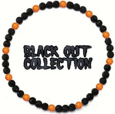 Iced Rhinestone Disco Bling Ball Beaded Softball Baseball Necklace Black Orange