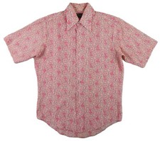 VTG 60s JC PENNEY S TOWNCRAFT US Men s M Pink Floral Short Sleeve Disco Shirt