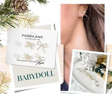 SALE Retired Park Lane BABYDOLL- Set Of 3 Pairs Of Bow Shaped Gold Stud Earrings