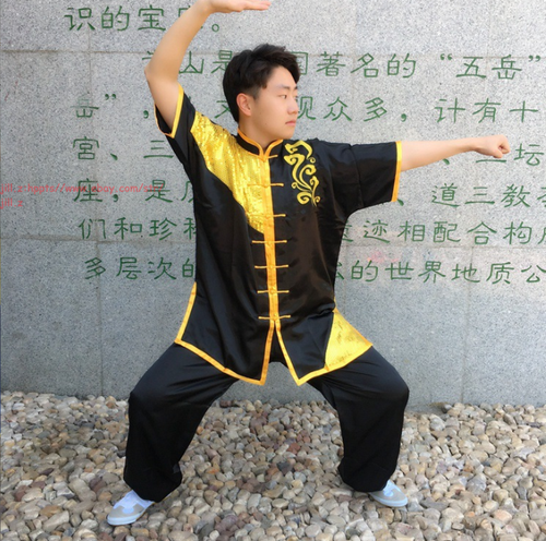 Embroidery Satin Kids Adults Tai chi Uniform Martial arts Kung fu Wing Chun Suit - Picture 3 of 17